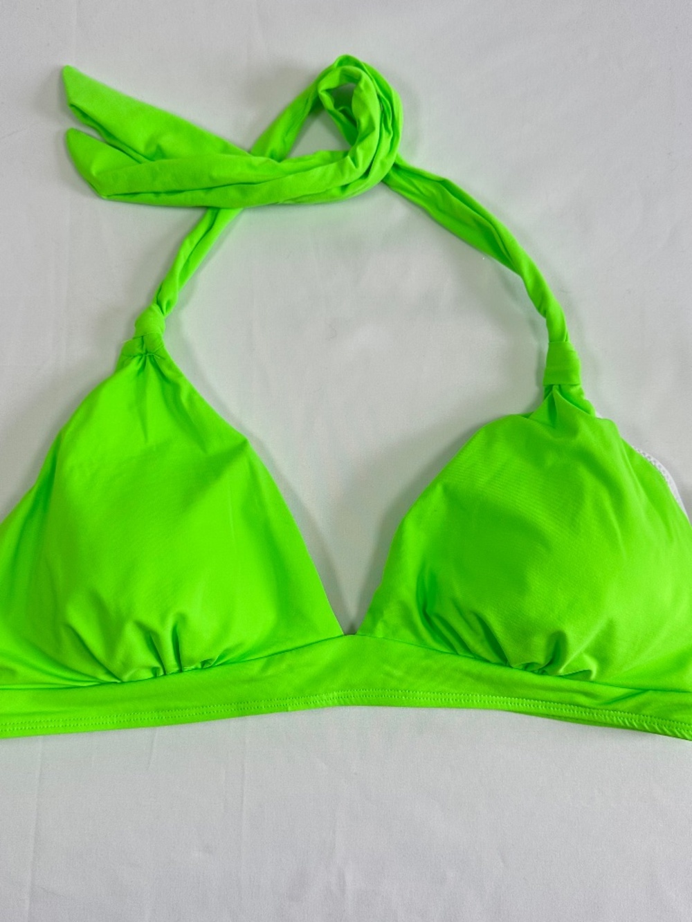 Women's Green Bikini Top Clasp Back Closure Adjustable Tie at Neck Size Large